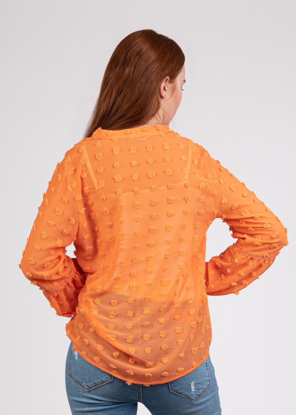 Big Dot Chiffon Blouse with Trim- 110074