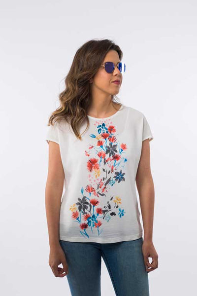 Top with Printed Flowers B1135