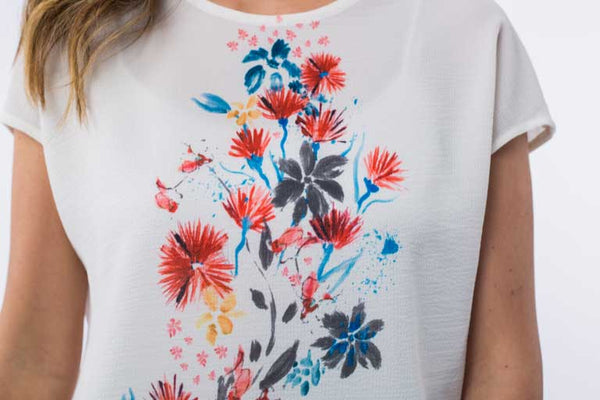 Top with Printed Flowers B1135