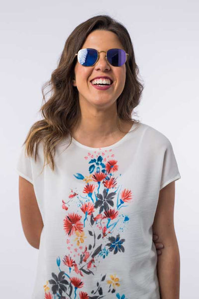 Top with Printed Flowers B1135