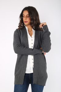 Knitted Jackard Hem Jacket - 130006