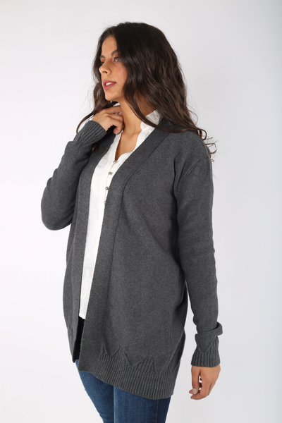 Knitted Jackard Hem Jacket - 130006