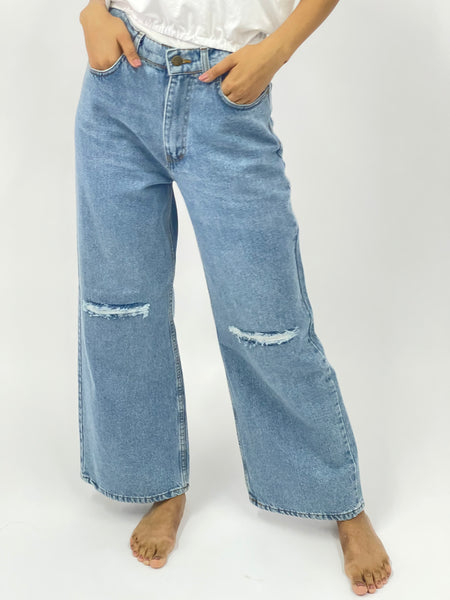 Wide Leg Ripped Jeans - 191001