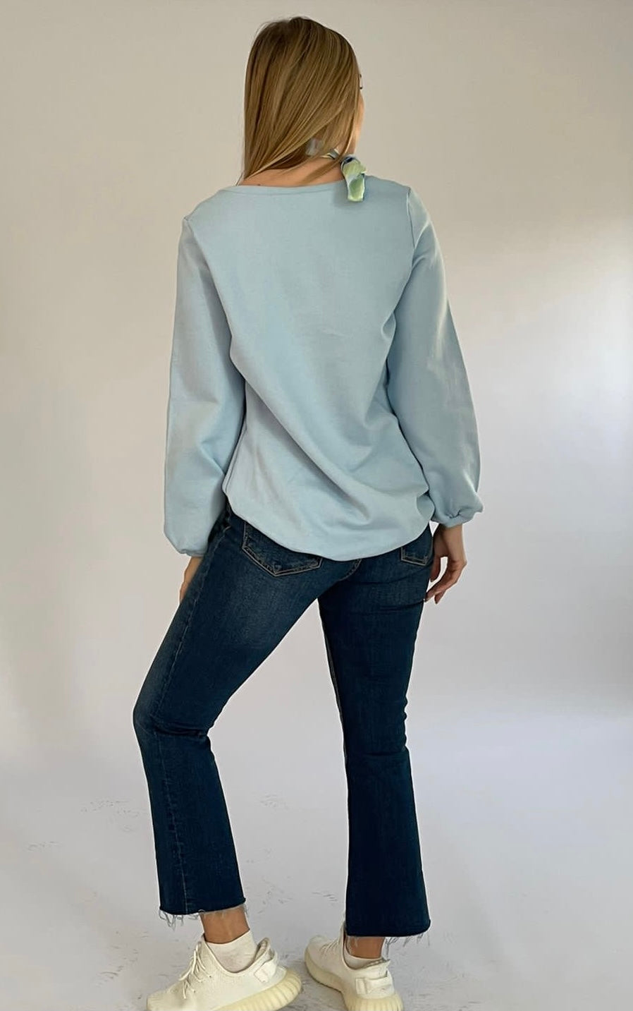Baby blue high low sweatshirt -22SS1
