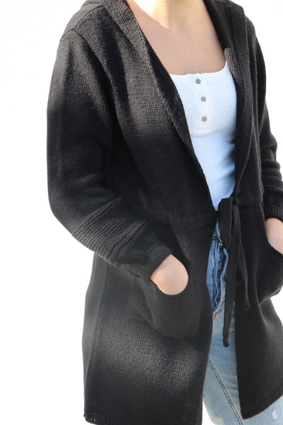 Long Knitted Jacket with Belt- 130019