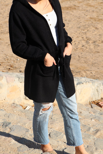 Long Knitted Jacket with Belt- 130019