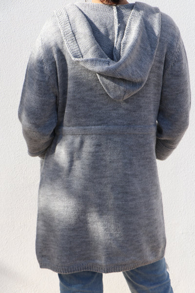 Long Knitted Jacket with Belt- 130019