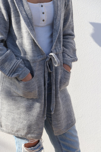 Long Knitted Jacket with Belt- 130019