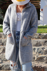 Long Knitted Jacket with Belt- 130019