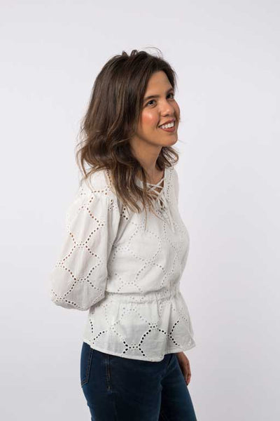 Embroidered Blouse with Cord B1194