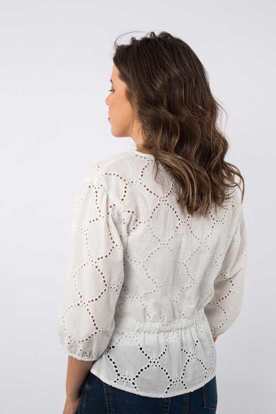 Embroidered Blouse with Cord B1194