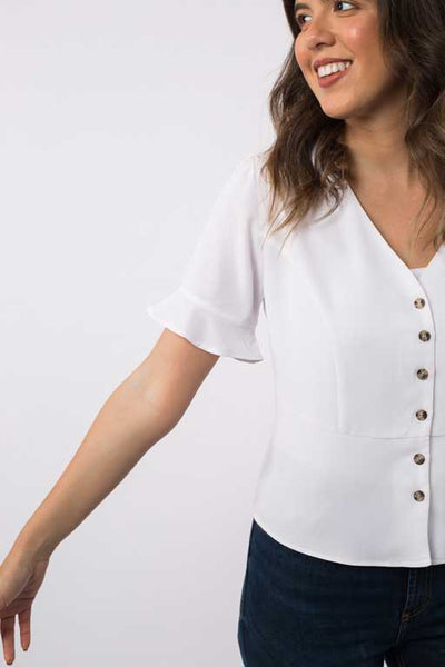 V-neck Buttoned Blouse - B1187