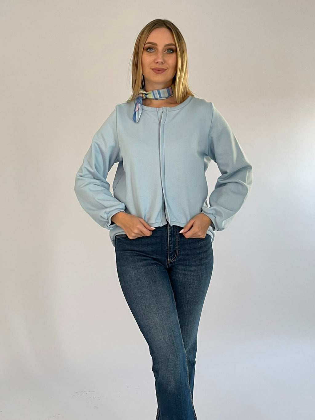 Baby blue high low sweatshirt -22SS1
