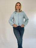 Baby blue high low sweatshirt -22SS1