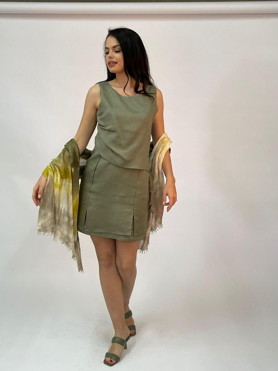 Short Two Layer Linen Dress - SL2132