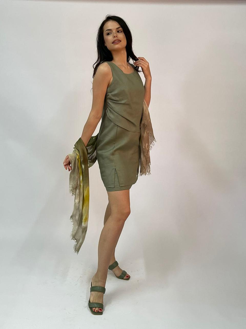 Short Two Layer Linen Dress - SL2132