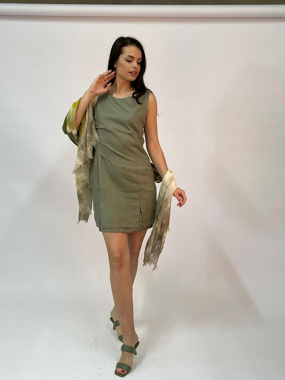 Short Two Layer Linen Dress - SL2132