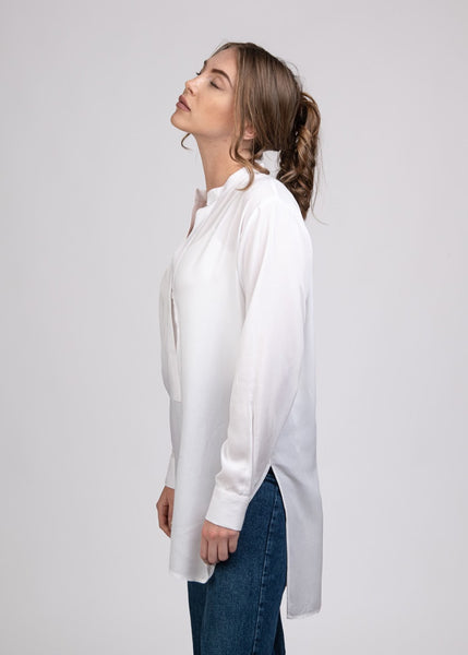 Loose Fit Chinese Collar Viscose Blouse - 110081