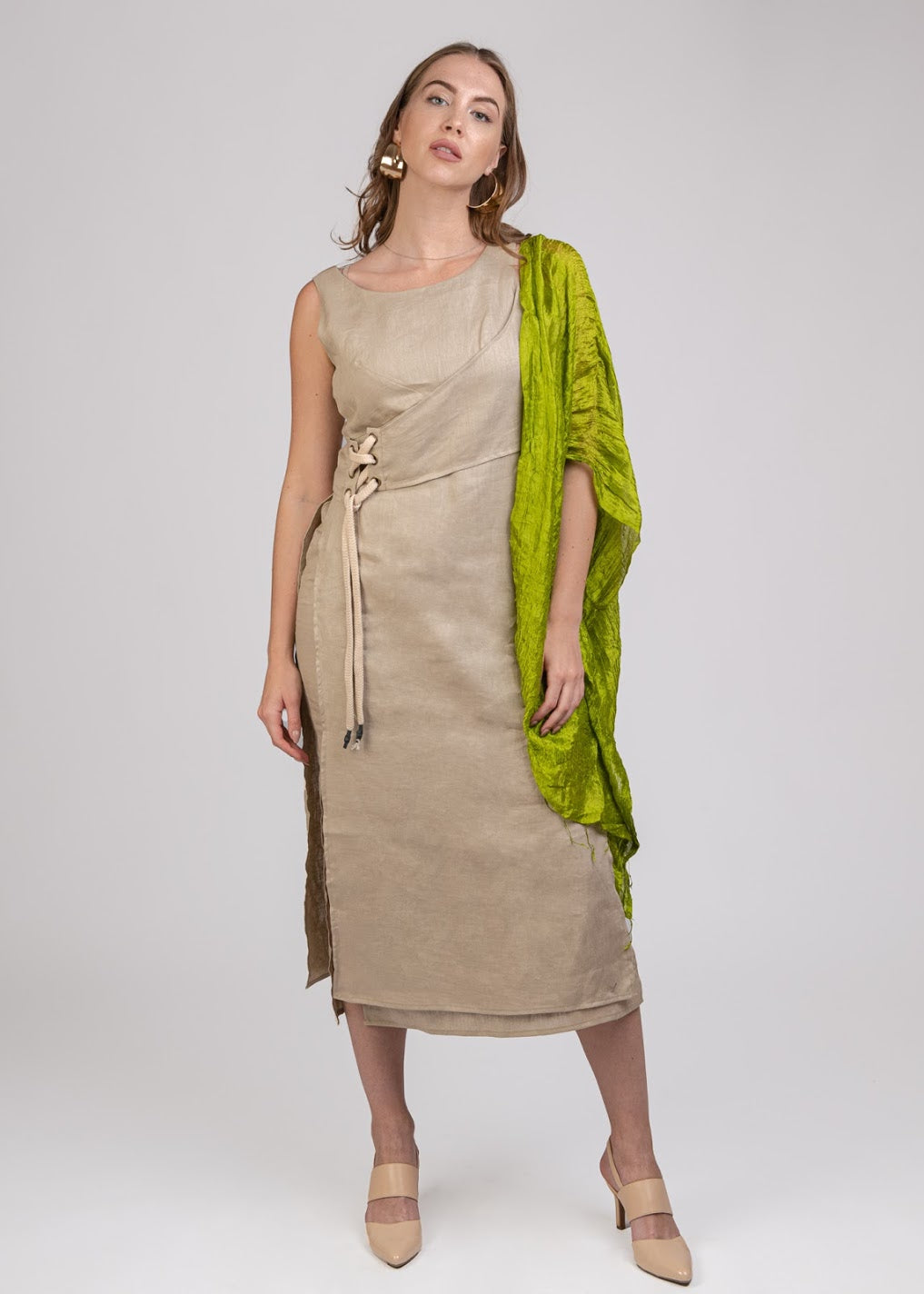 Long Linen Dress with Eyelits- SL2133