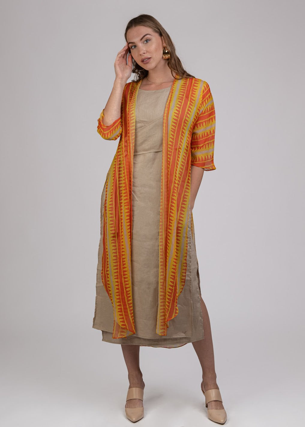 Long Linen Dress with Eyelits- SL2133
