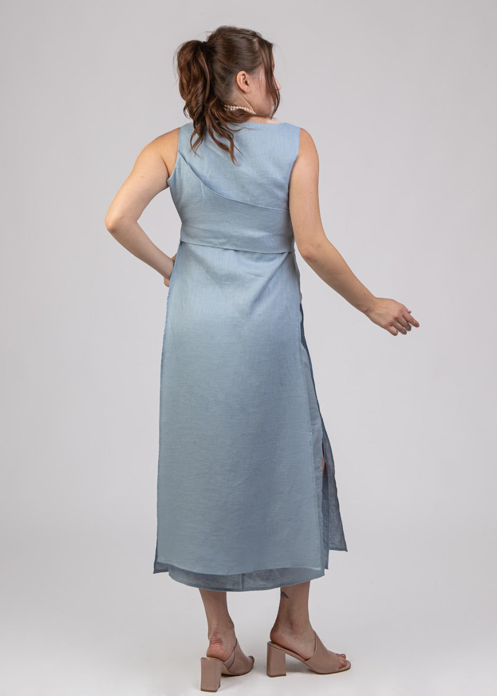 Long Linen Dress with Eyelits- SL2133