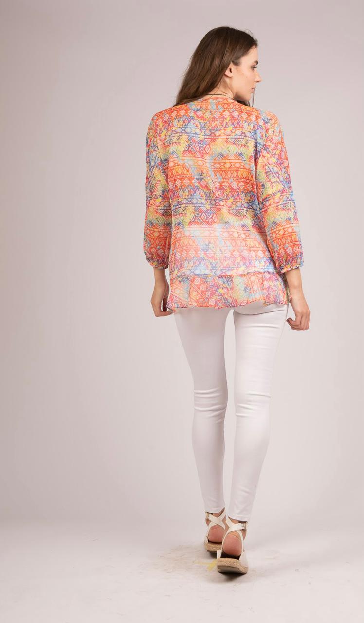 3/4 Sleeves Chiffon Blouse - S212