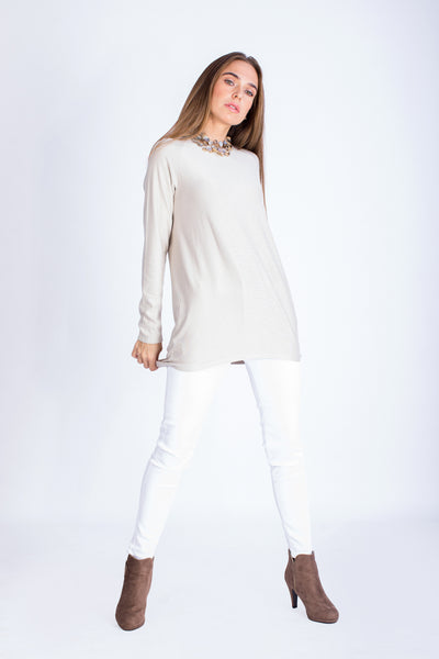 High Low Fitted Long Brushed Viscose Milton Top - BTW3