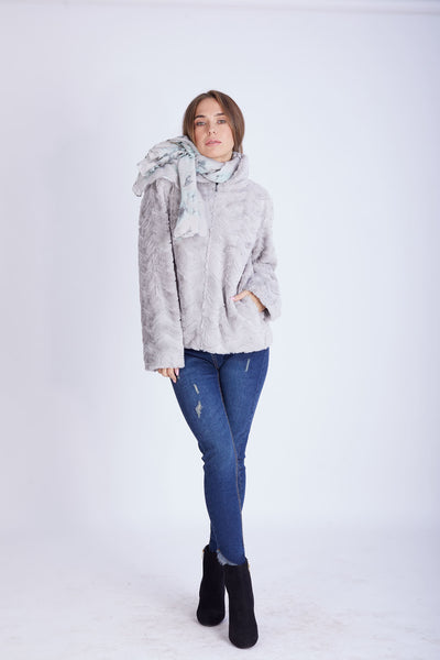 Fancy Fur Jacket with Zipper- 150008