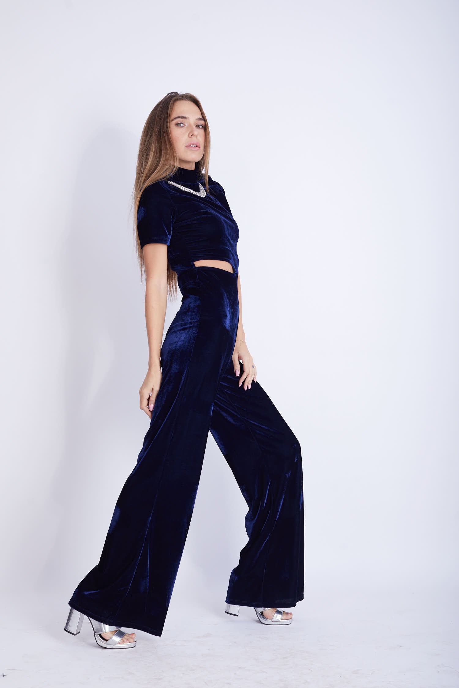 Cut Out Velvet Lycra Jumpsuit - VBJ1