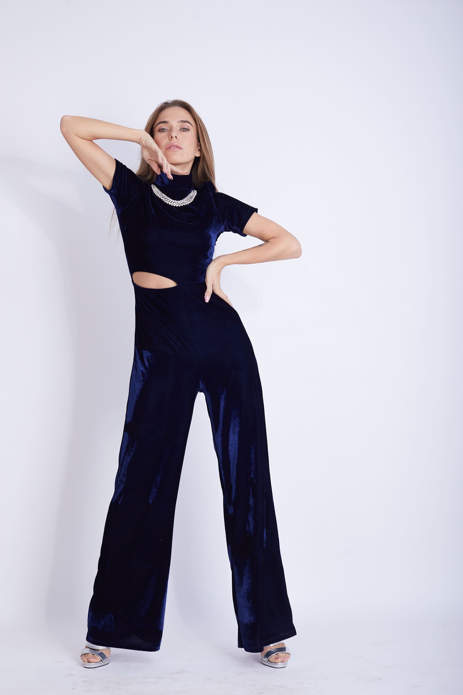Cut Out Velvet Lycra Jumpsuit - VBJ1