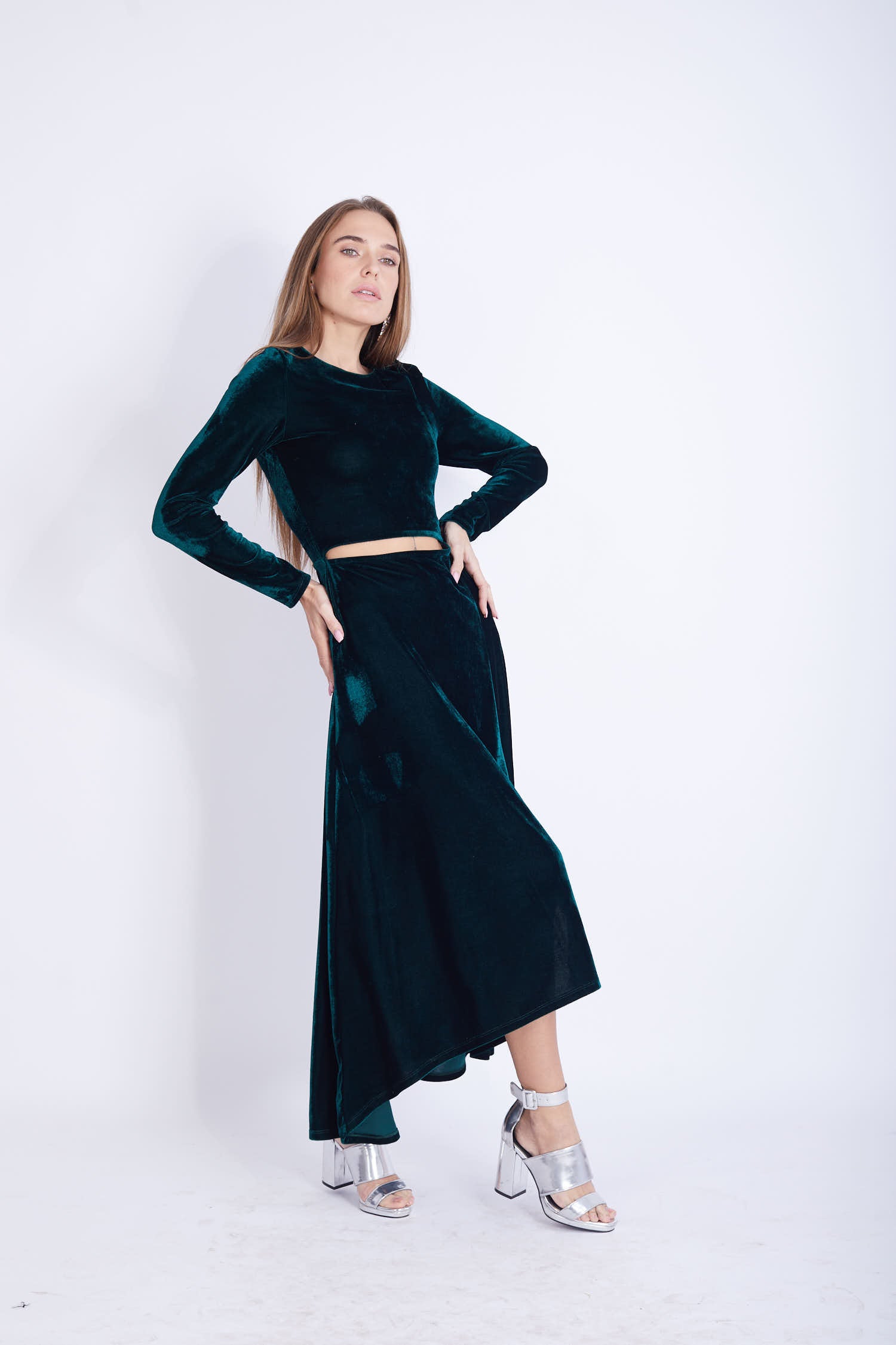 Cut Out Velvet Lycra Dress - VGD1