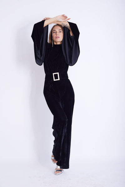 Wide Sleeves Lycra Velvet  Jumpsuit - VBJ2