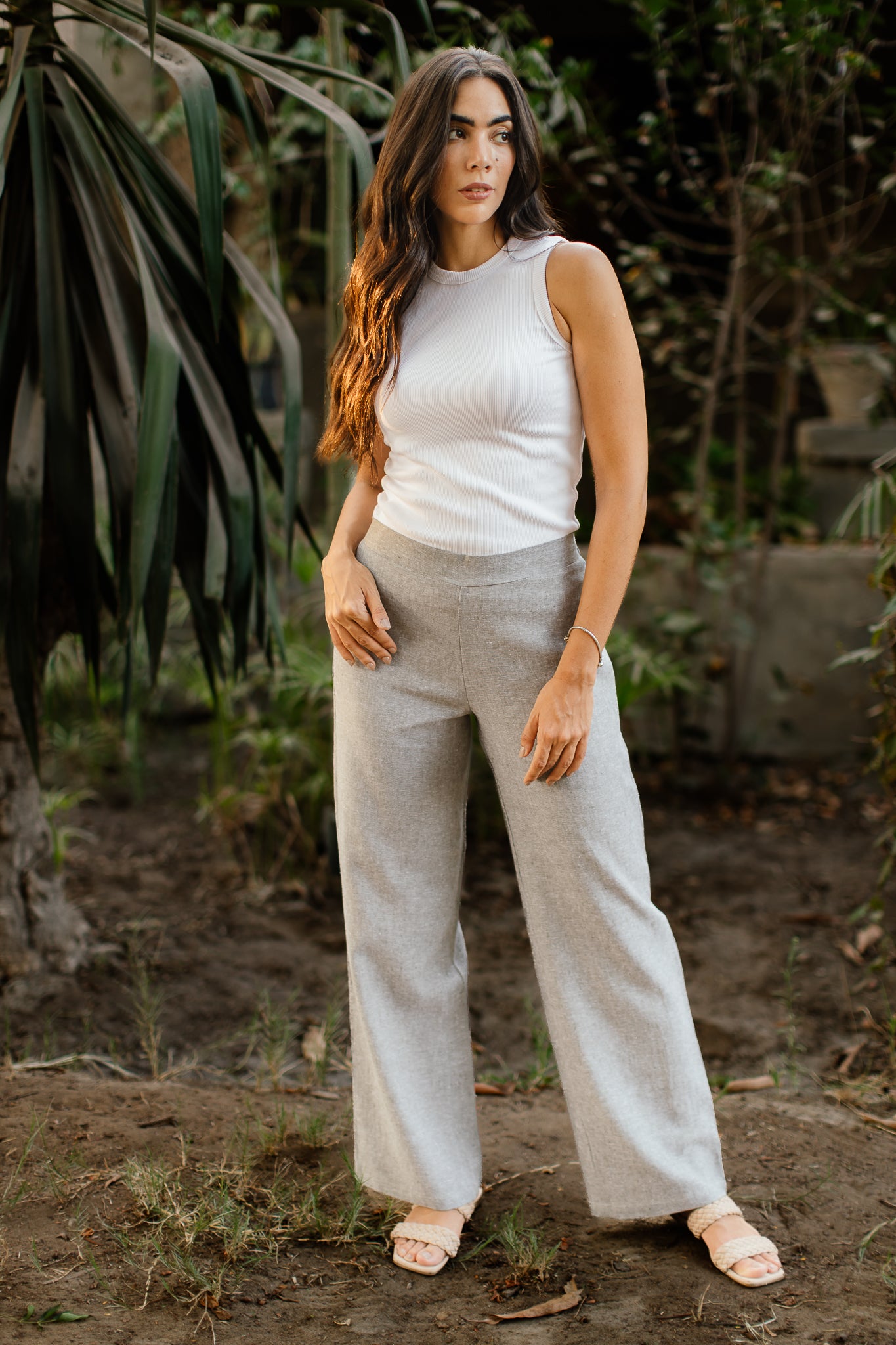 Relaxed Fit Linen Pants  - 120046