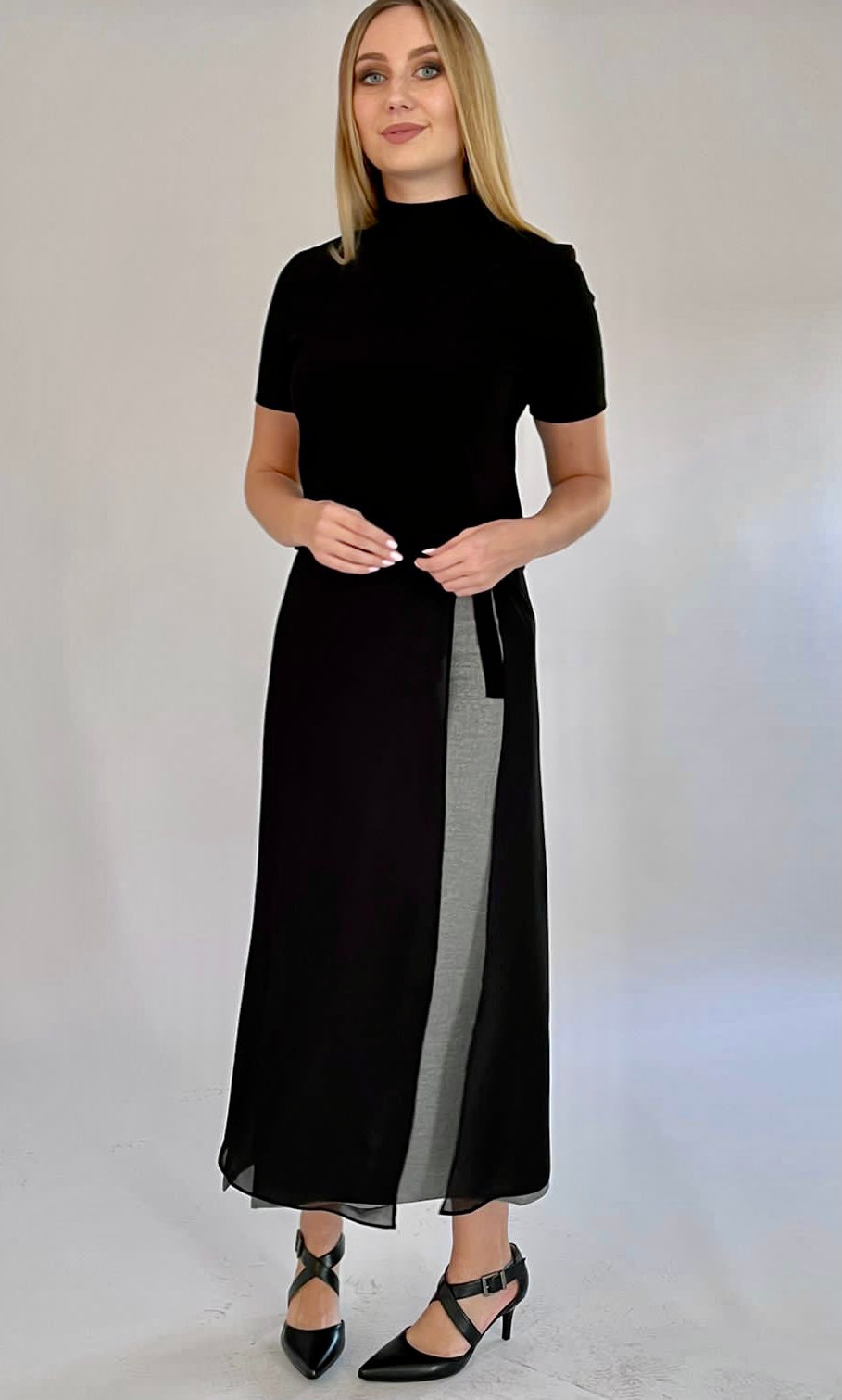 Light Grey Pencil Skirt with/or without Chiffon Wrap Skirt -22S1