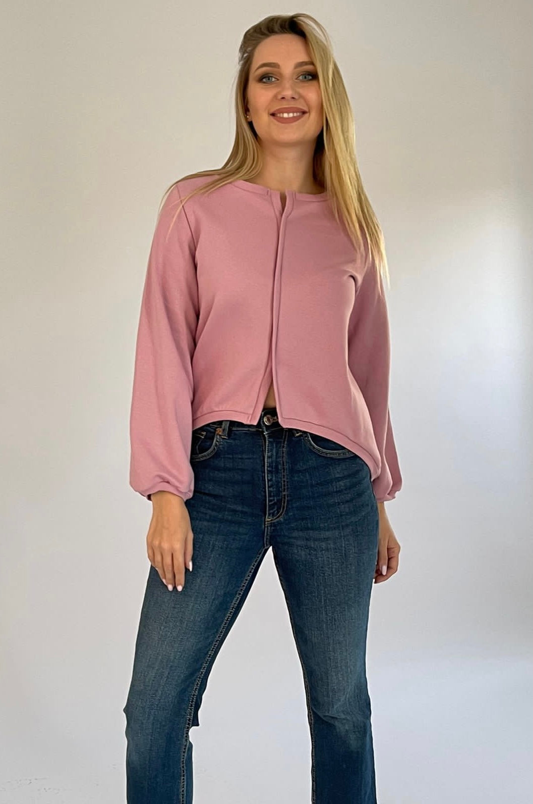 Old Pink high low sweatshirt -22SS1