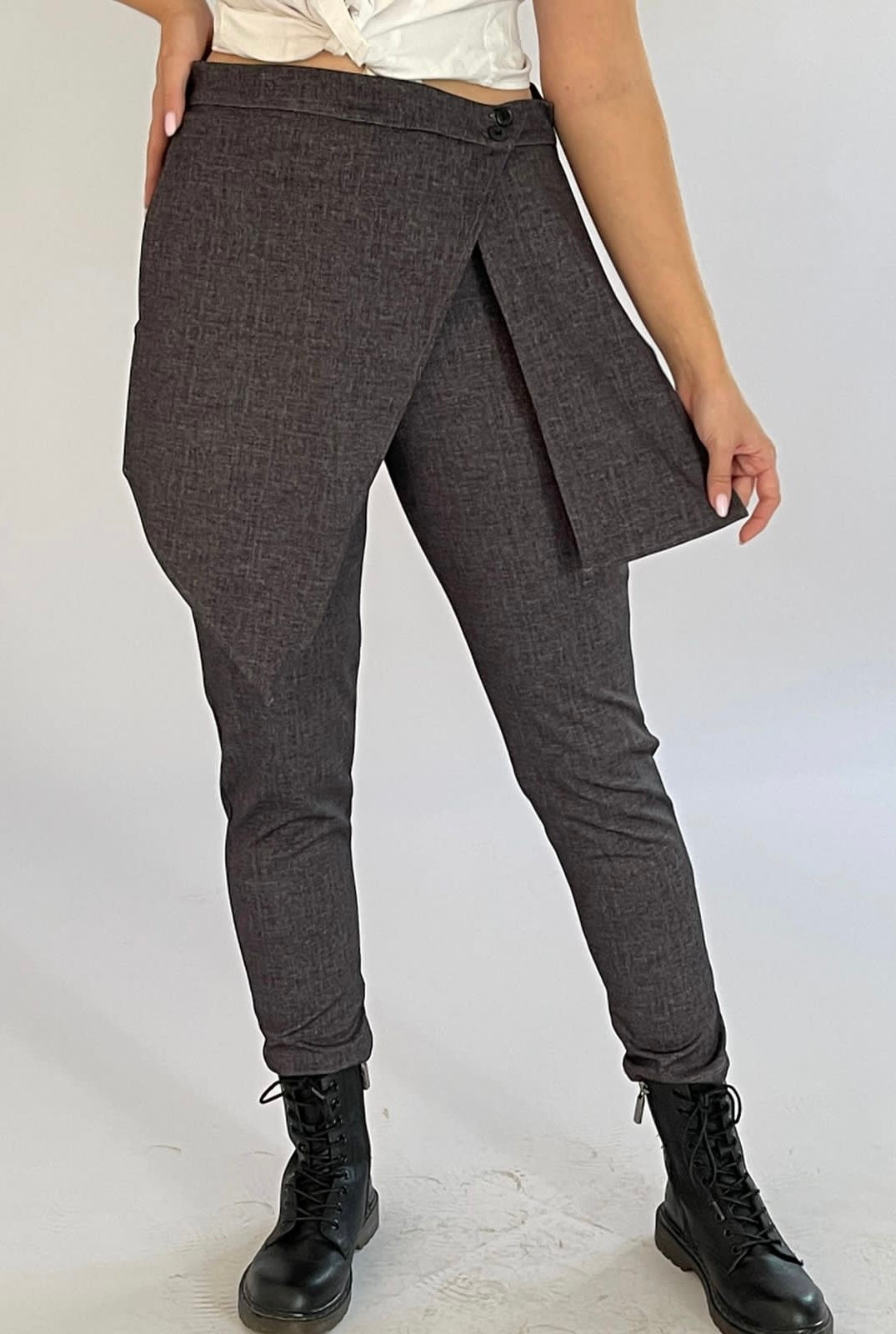Dark Grey Pants with/or without a Wrap Skirt -22P1