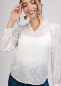 Chiffon Jackard Blouse with Frills - 110088