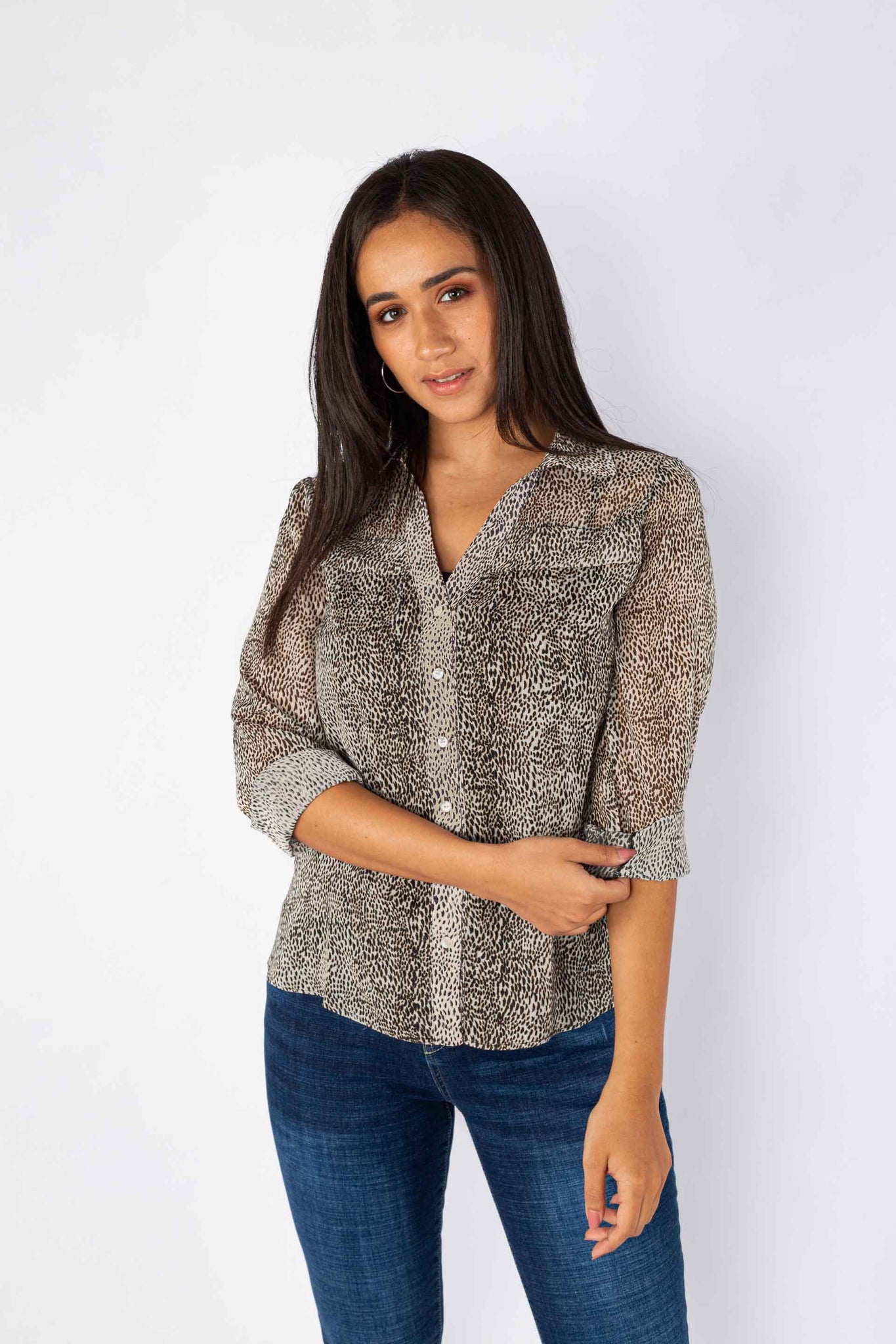 Snake Print Chiffon Blouse - 110001