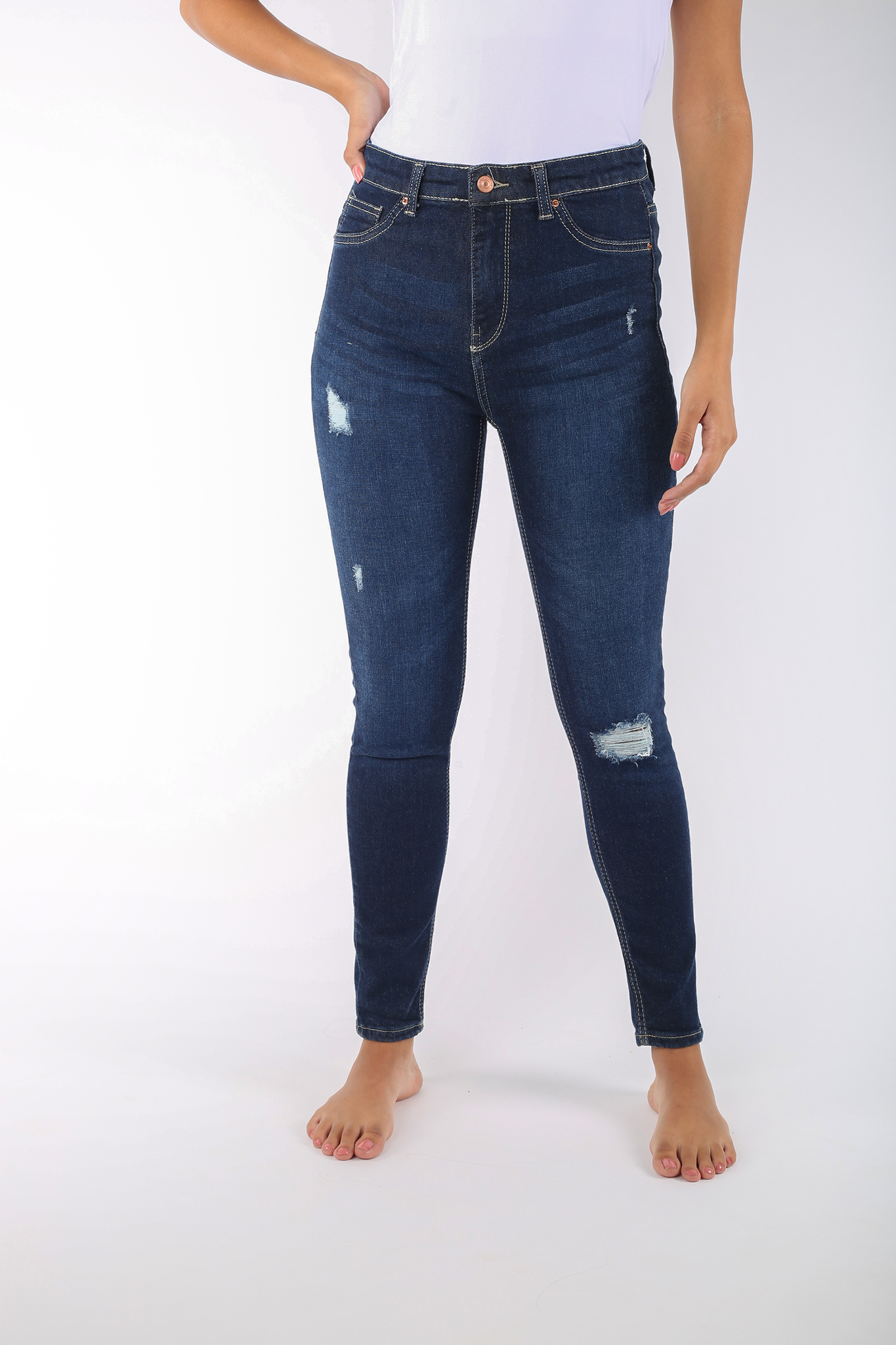 Dot Skinny Slit Jeans - 911730