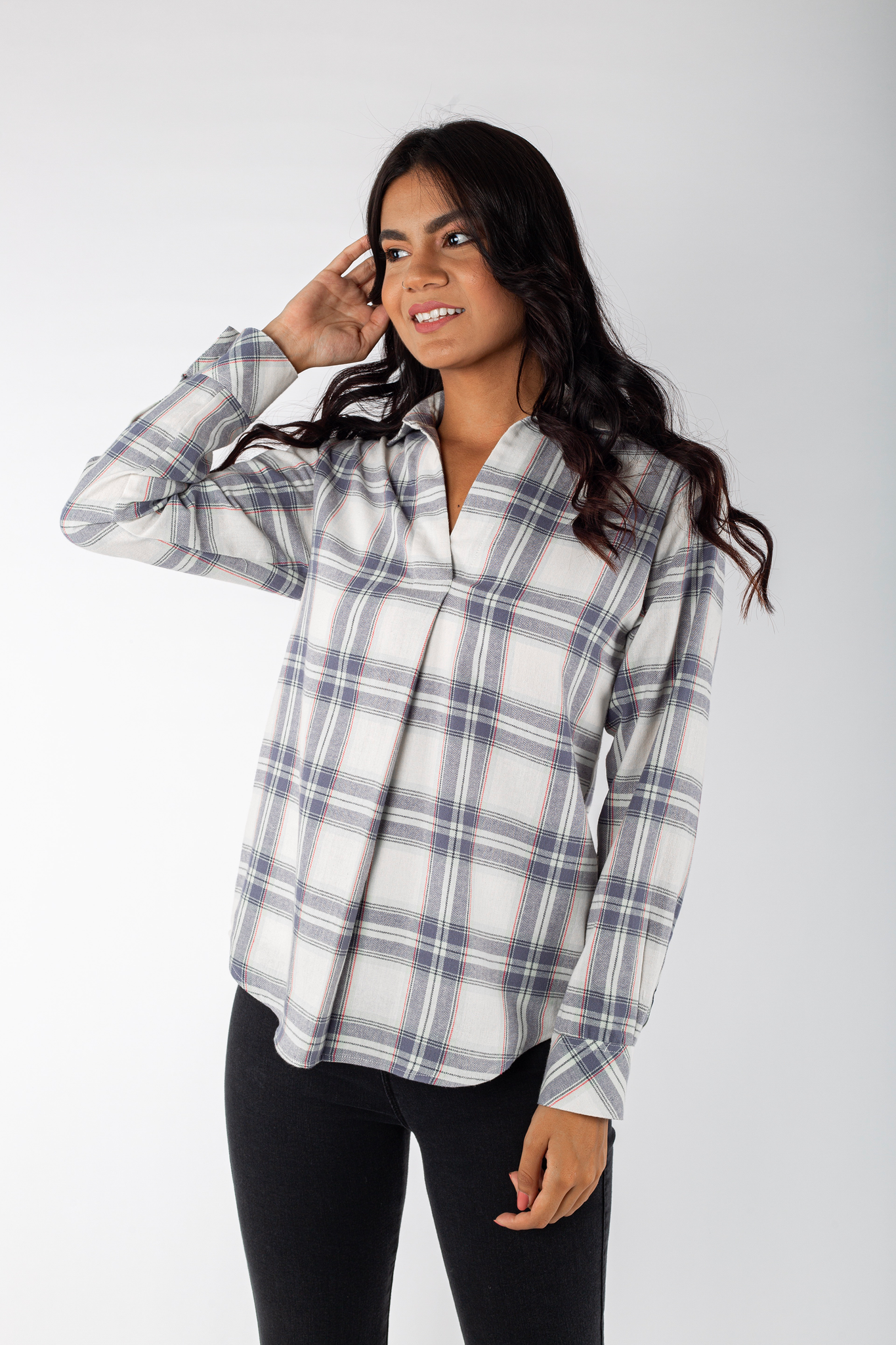 Cotton Flannel Loose Shirt - 110007