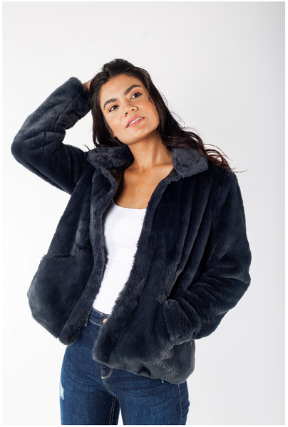Fur Jacket with Snaps - 150003